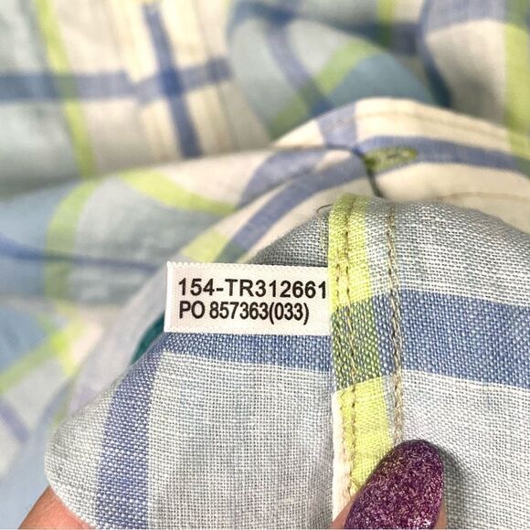 Tommy Bahama Shirt Men’s Large Relax Plaid Linen Short Sleeve Button Down Pocket - Picture 6 of 6